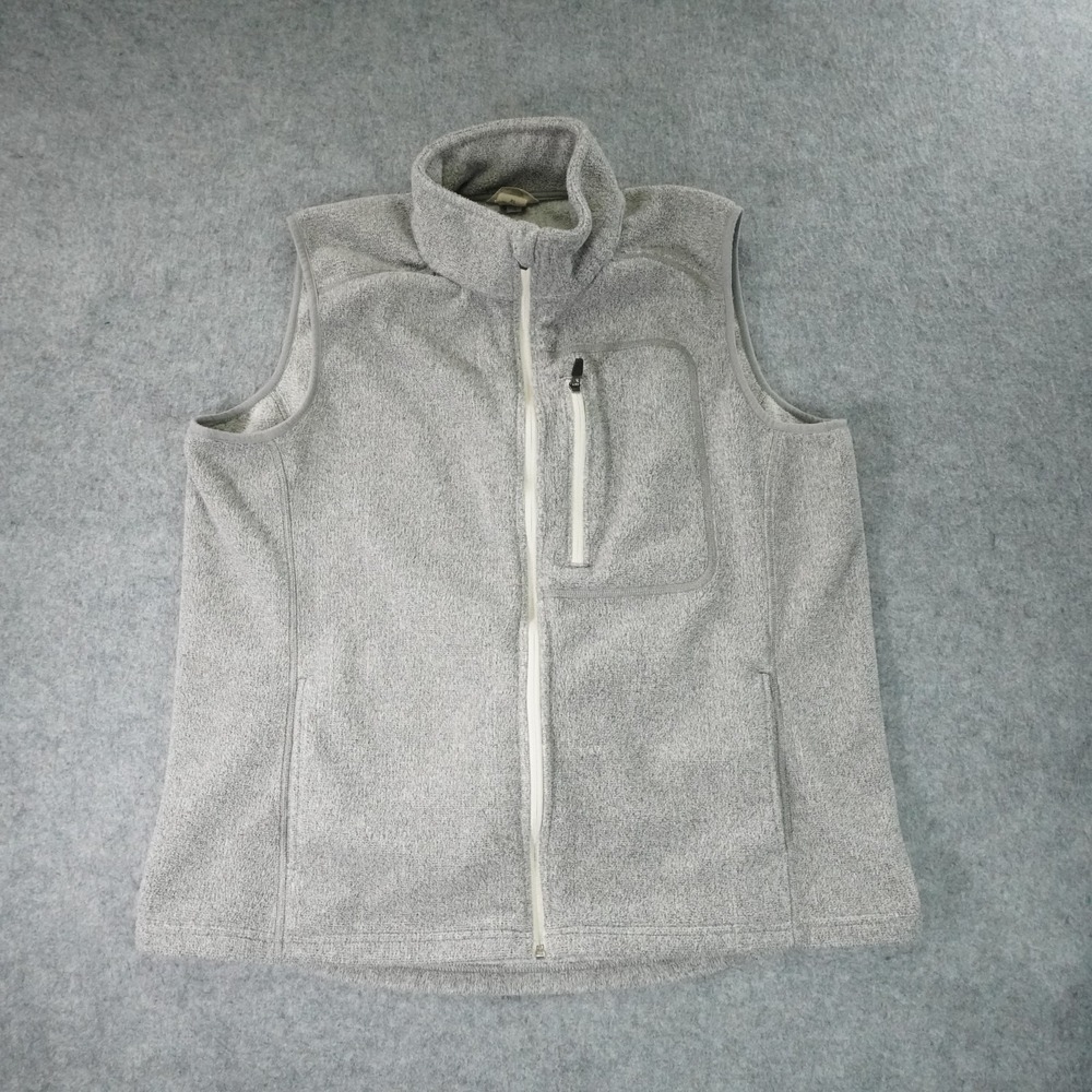 Duluth Trading Co Vest Mens XL Gray Full Zip Mock Neck Polartec Hiking‎ Fleece